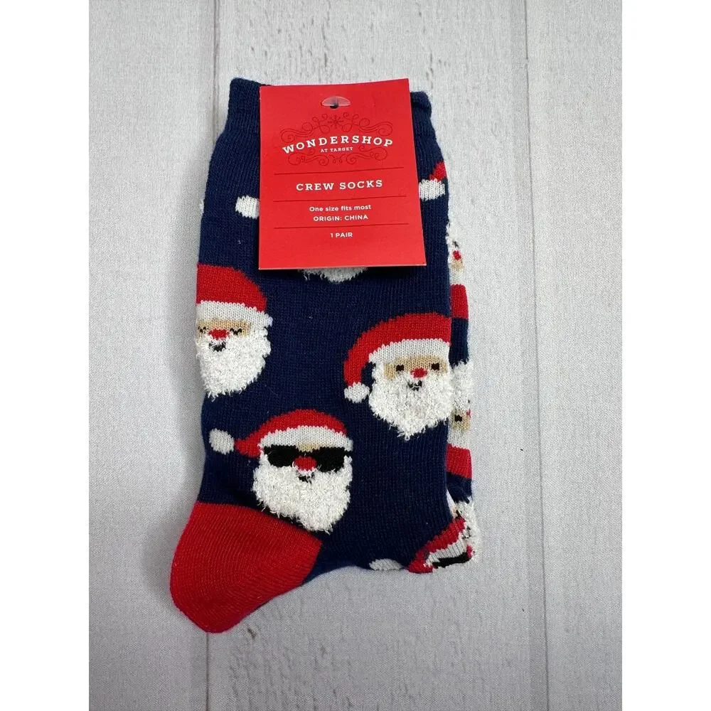 Wondershop Women’s Christmas Crew Socks Santa‎ Reindeer 2pk One Size NEW
